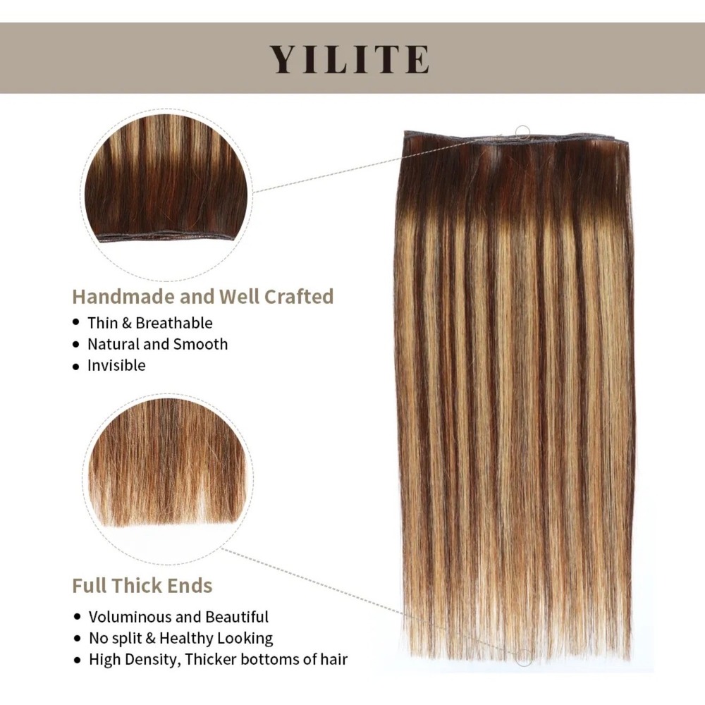 Yilsite 22 Inch Tape In Remy Human Hair Extensions P4 27 T4 Highlight Blonde - Picture 7 of 9